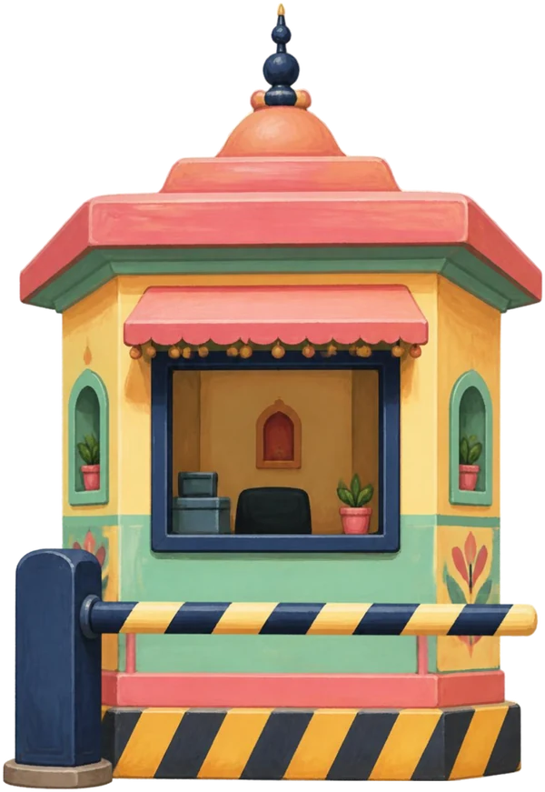A colourful toll booth