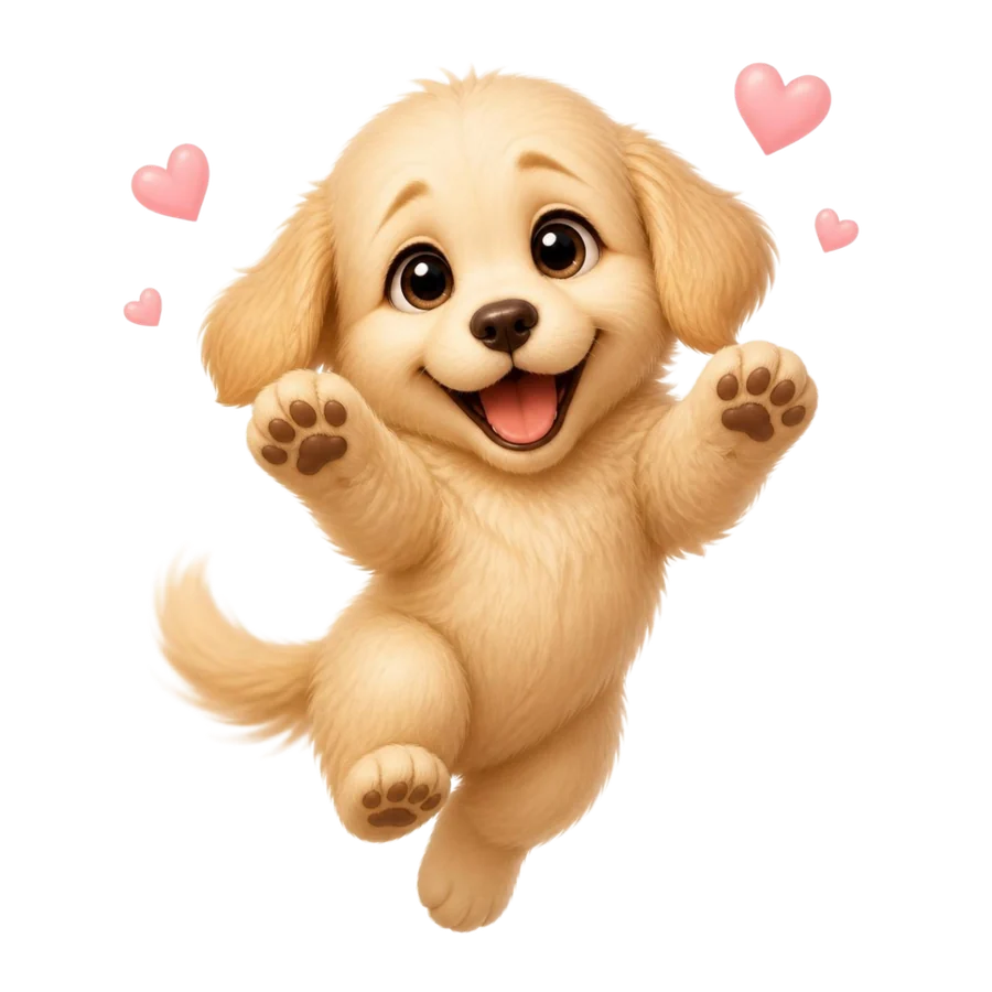 The puppy jumping with joy