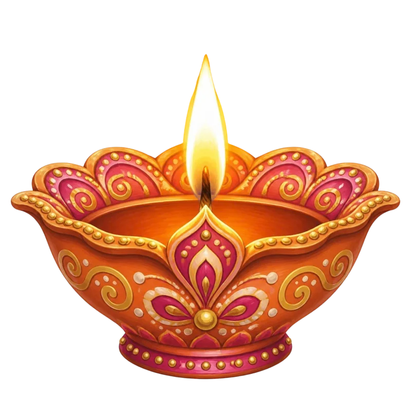 A glowing clay diya